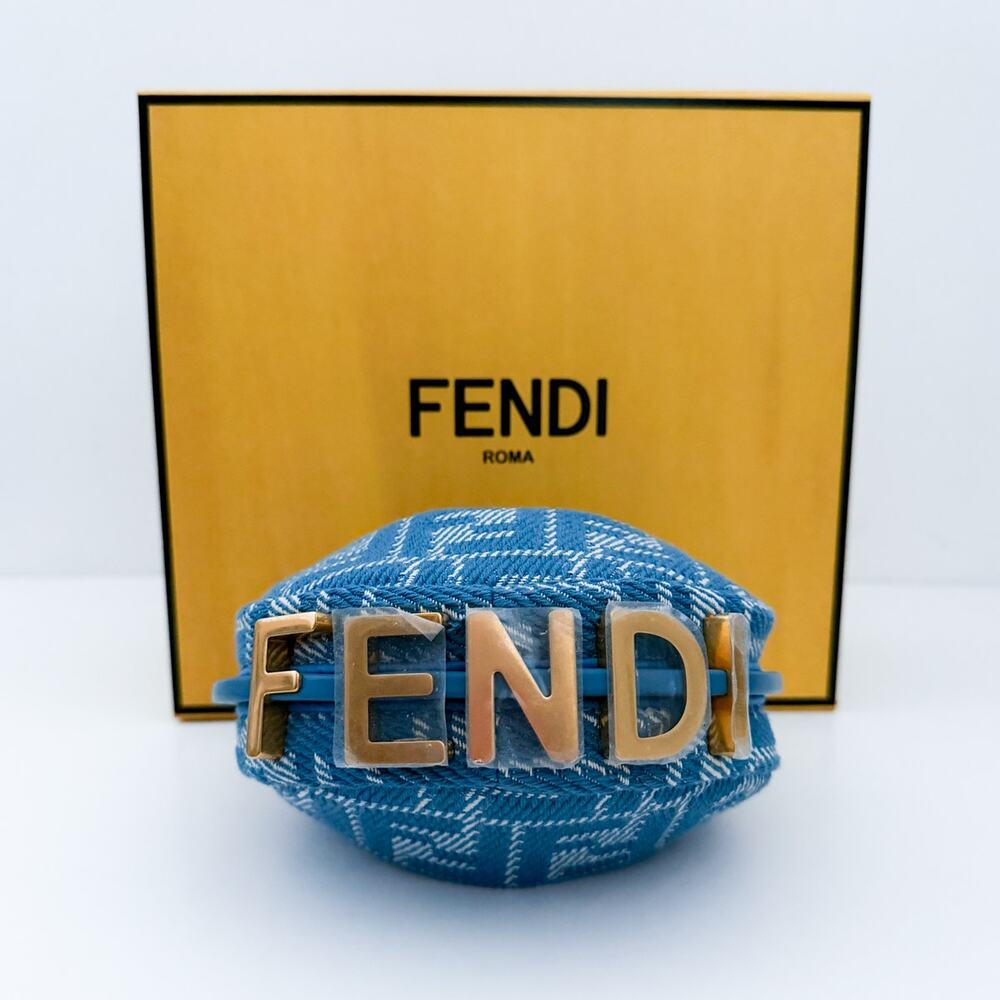 Fendi Nano Fendigraphy Mini Bag Woven Fabric Leather Blue Denim Effect - Picture 3 of 16